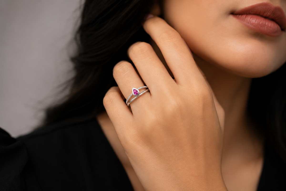 Amara Pink Teardrop Ring