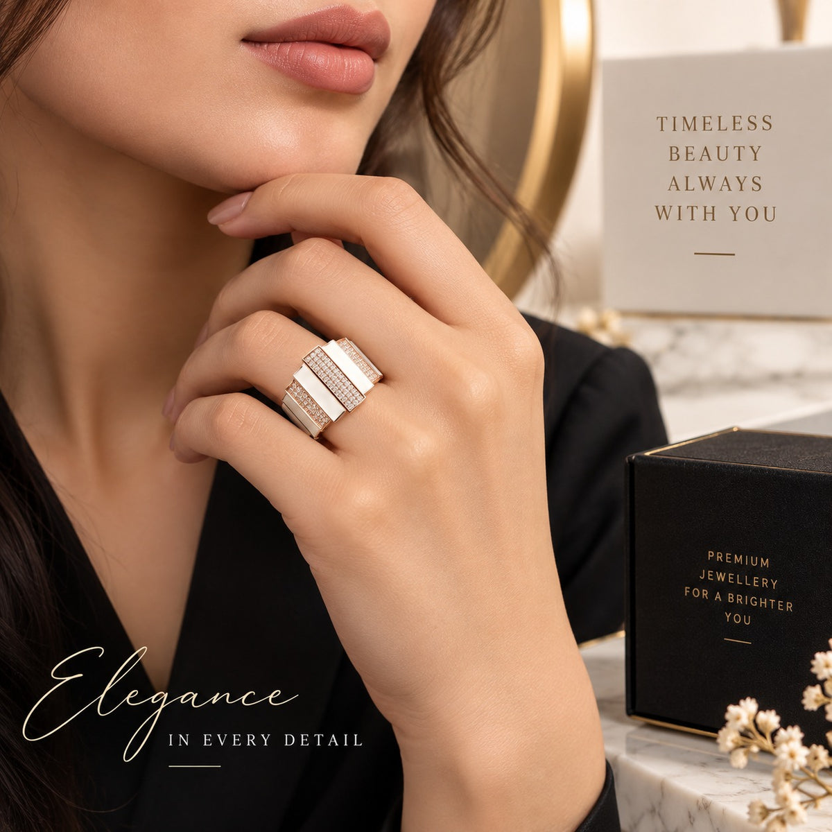 Regal Stripes Statement Ring