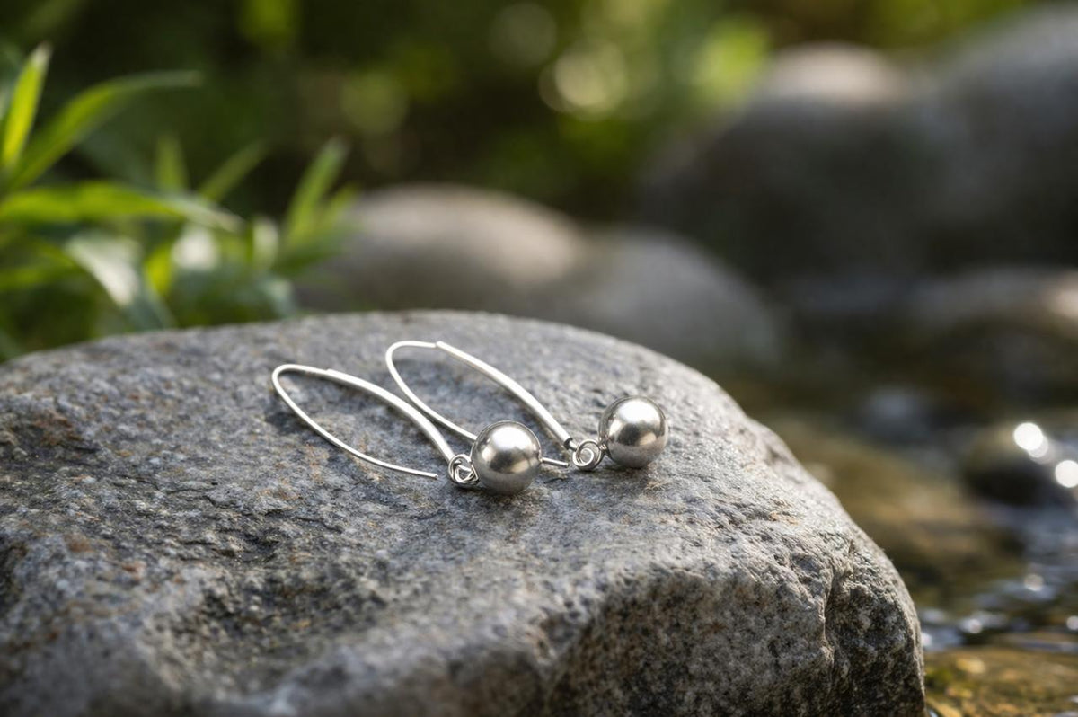 Silver Orb Drop Earrings