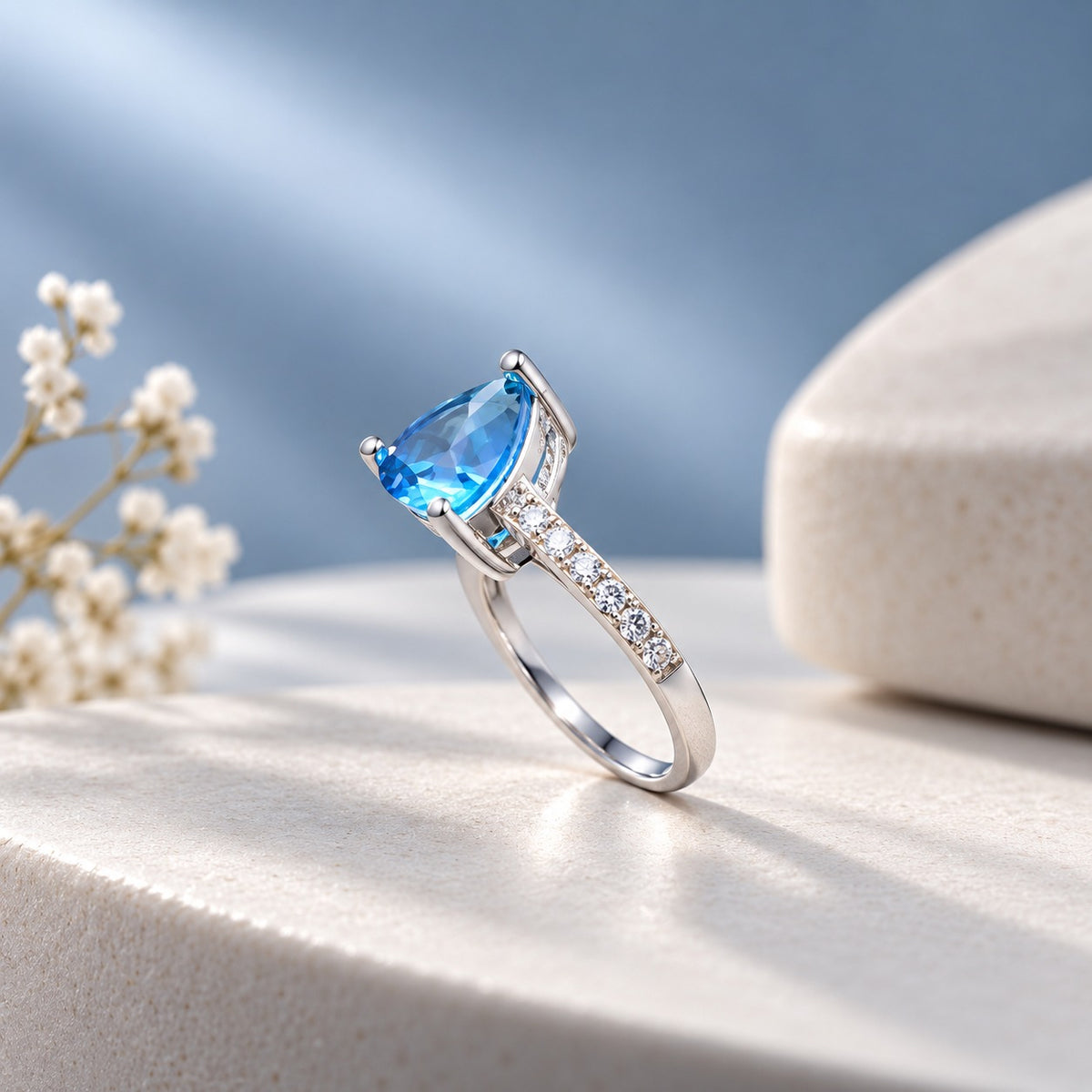 Azure Solitaire Ring