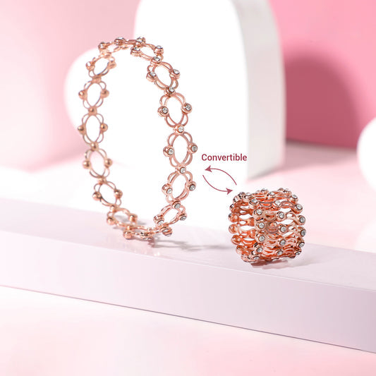 Rose Gold Supple Bracelet with Royal Pink Stones