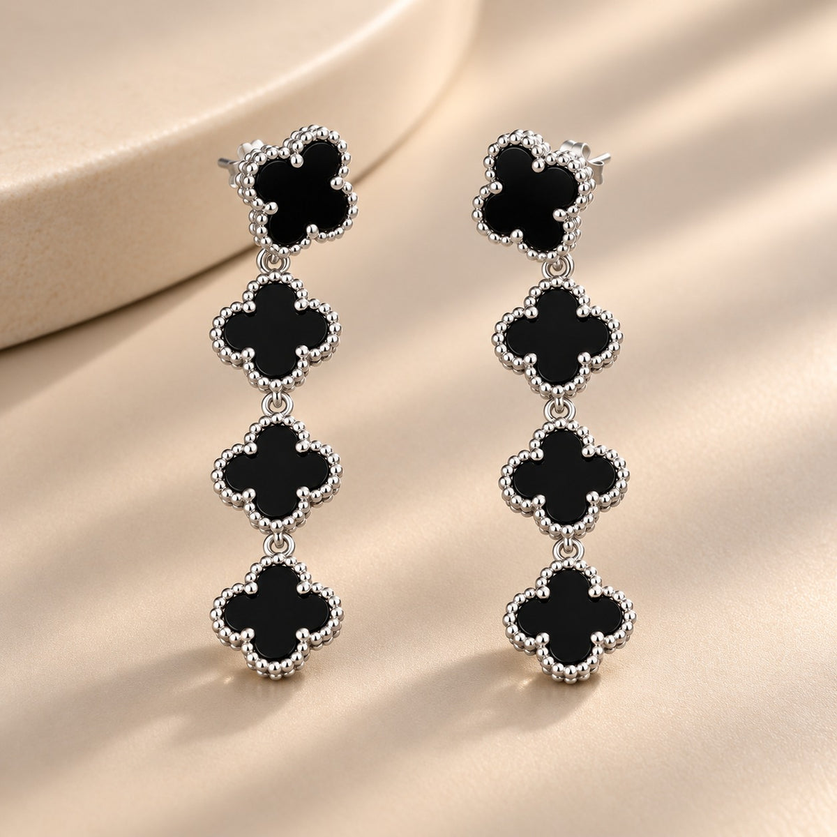 Noir Clover Cascade Earrings