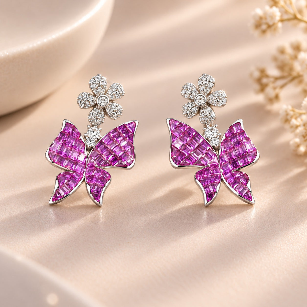 Lattice Bow Bloom Earrings