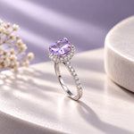 Amethyst Halo Solitaire Ring